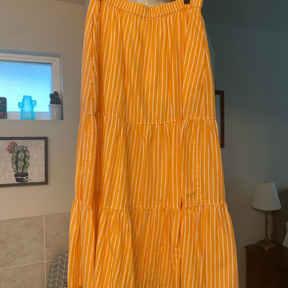 Pact Vibrant Orange Striped Maxi Skirt
